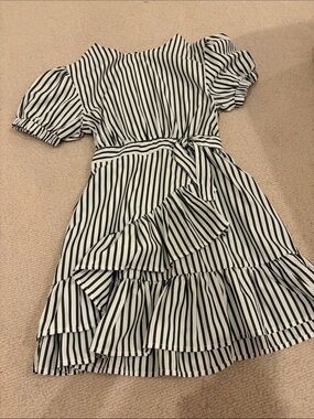 Habitual Black & White Striped Puff Sleeve Dress